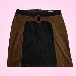 Black Buckle Brown Detail Skirt
